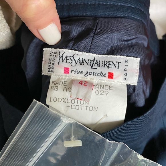 Yves Saint Laurent Navy Cotton Pencil Skirt - Picture 2 of 2